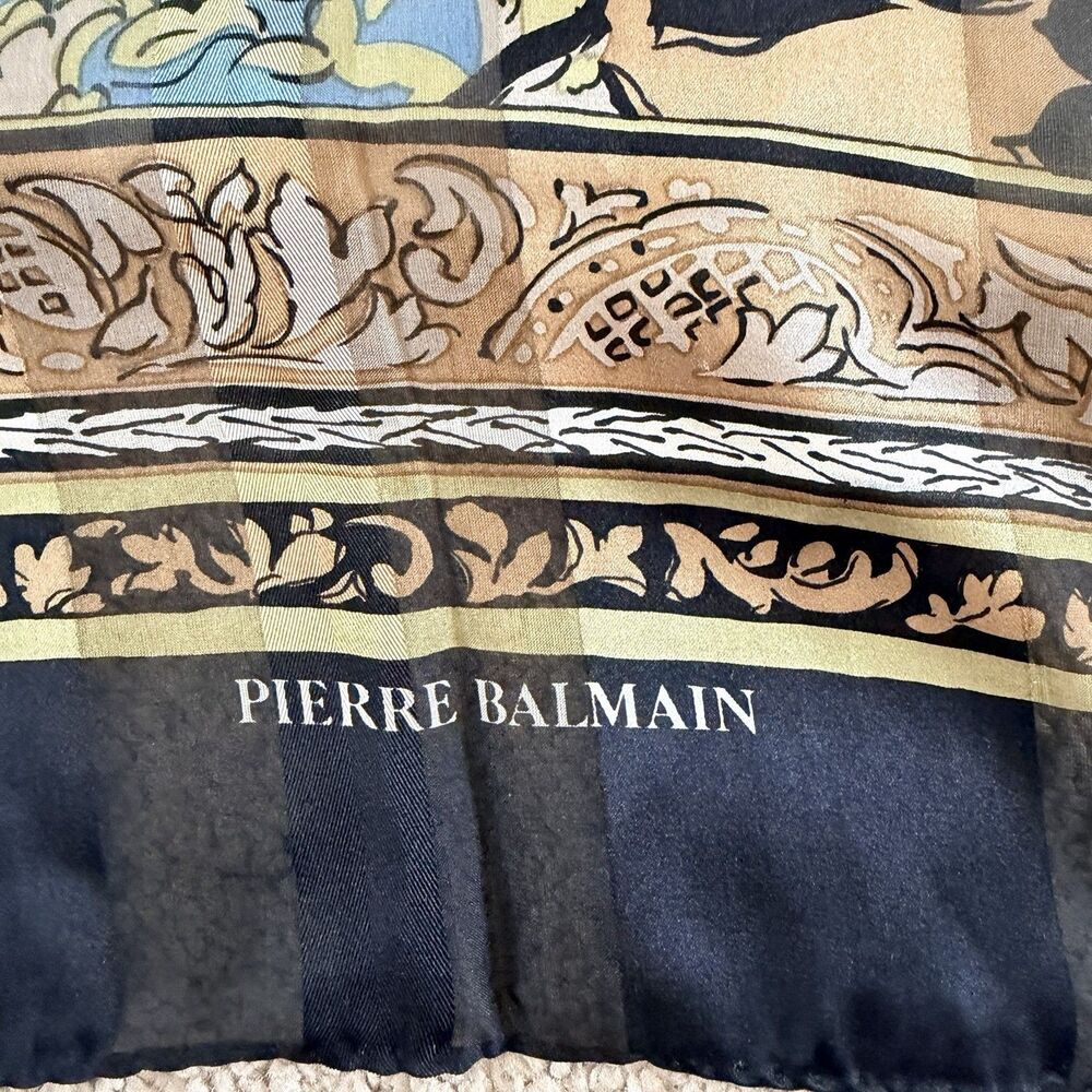 Pierre Balmain Vintage 100% Silk Scarf 17"x61" Floral Baroque Japan Designer - Picture 8 of 12